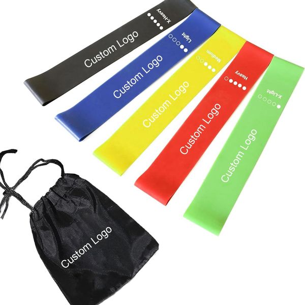 Custom Logo Rubber Elastic Fitness Bands Gym Workout Equipment Training Exercise Loop Bands Resistance for Unisex Children